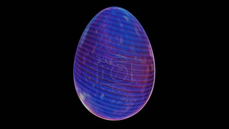 Diseño minimalista en 3D de huevos de Pascua con una textura de vidrio y elementos de onda retro, fusionando el simbolismo clásico de las vacaciones con la estética moderna