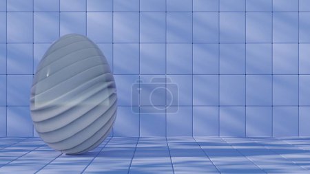 Téléchargez les photos : Conception minimaliste 3D d'œufs de Pâques avec une texture en verre et des éléments rétro vagues, fusionnant le symbolisme classique des vacances avec l'esthétique moderne - en image libre de droit