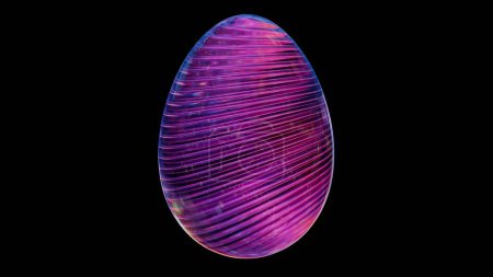 3D minimalist Easter egg design with a glass texture and retro wave elements, merging classic holiday symbolism with modern aesthetics