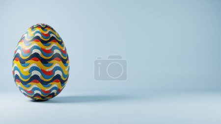 Diseño minimalista en 3D de huevos de Pascua con un patrón de onda retro, que combina estética moderna con encanto navideño clásico.