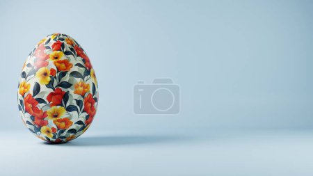 Conception minimaliste 3D oeuf de Pâques avec un motif vague rétro, alliant esthétique moderne et charme de vacances classique.