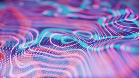 Neon-Retro-Welle, eine lebendige und nostalgische Ästhetik, die an die 80er Jahre erinnert, mit leuchtenden Farben und kühnen geometrischen Formen.