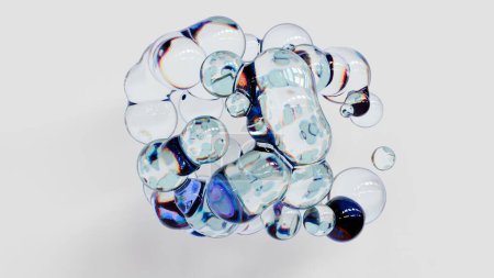 Un fondo de forma abstracta de vidrio 3D, proporcionando un elemento visual moderno y elegante.