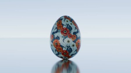 Diseño minimalista en 3D de huevos de Pascua con un patrón de onda retro, que combina estética moderna con encanto navideño clásico.