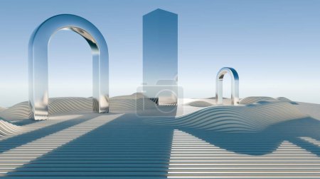Movimiento congelado: Arcos prístinos y dunas onduladas en un paisaje sereno