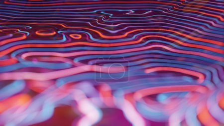 Photo for Neon Topography: Vibrant Digital Landscape of Electric Contours - Royalty Free Image