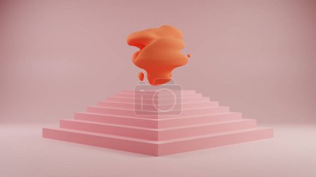 Aufstieg zur Abstraktion: Korallenform auf einer rosa Pyramide