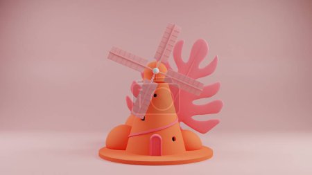 Moulin à vent fantaisiste : Charme de corail rose pastel