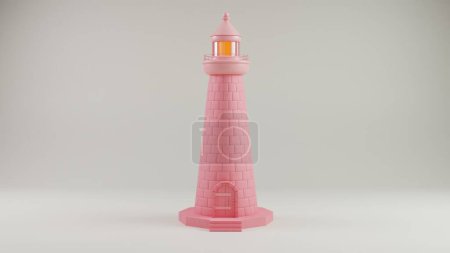 Minimalistischer rosafarbener Leuchtturm: Ein Symbol für Orientierung und Ruhe