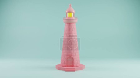 Charmanter pastellrosa Leuchtturm: Ein Leuchtturm der Gelassenheit und Küstenschifffahrt