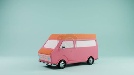 Vintage Van in Pastel Pink and Orange: Retro Road Trip Ready