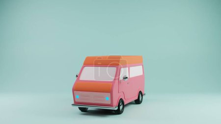 Vintage Van in Pastel Pink and Orange: Retro Road Trip Ready