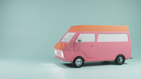 Vintage Van en Pastel Rosa y Naranja: Retro Road Trip Ready