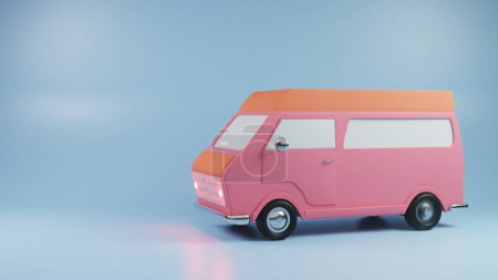 Vintage Van en Pastel Rosa y Naranja: Retro Road Trip Ready