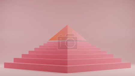 Moderne rosa Pyramide: Geometrische Eleganz in Pastelltönen