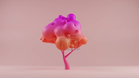 Abstract Bubble Tree: Whimsical Fusion in Pink and Orange