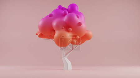 Abstract Bubble Tree: Whimsical Fusion in Pink and Orange