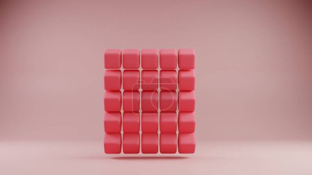 Téléchargez les photos : Coral Cube Array : Précision géométrique en rose tendre - en image libre de droit