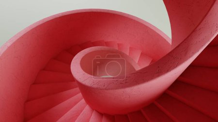 Coral Spiral Staircase: A Dance of Color and Form