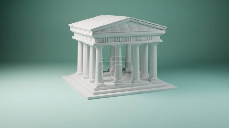 Klassische Eleganz: Ein unberührter weißer Tempel in 3D