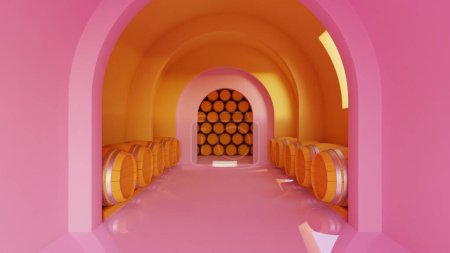 Vivid Vintner's Vault: A Whimsical Wine Cellar in Rose and Gold