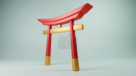 Sculptural Elegance: The Red Torii Gate in Minimalist Form