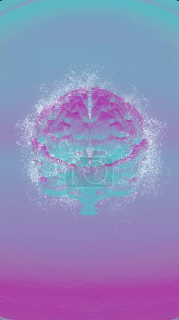 Représentation abstraite 3D d'un cerveau sous forme holographique. Le cerveau holographique scintille avec un spectre de couleurs, créant un visuel à la fois futuriste et fascinant.