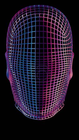 This abstract, colorful intelligence face scanner features a screen that cycles through various glowing colors, portraying a futuristic and vibrant display of technological innovation.	