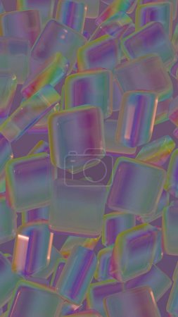 Kaleidoscope Drift: Iridescent Blocks in Ethereal Suspension	