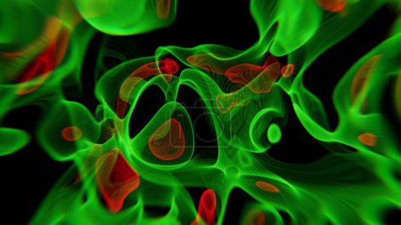 Neon Dance: Abstract Green and Red Light Waves