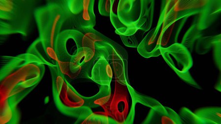 Neon Dance: Abstrakte grüne und rote Lichtwellen