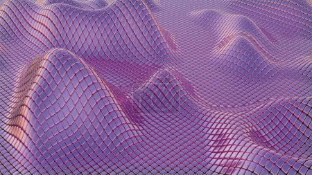 Mesh Waves: Undulating Grid Patterns in Soft Purple