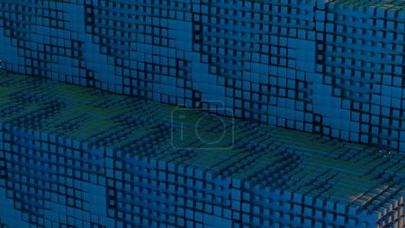 Pixel Grid: Abstrakte 3D-Würfel