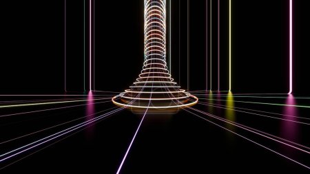 Tunnel lumineux futuriste : Art numérique abstrait