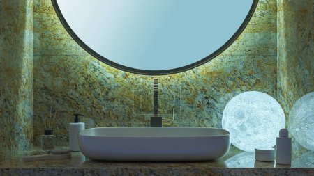 Photo for Moon lamp in the bathroom by night. - Royalty Free Image