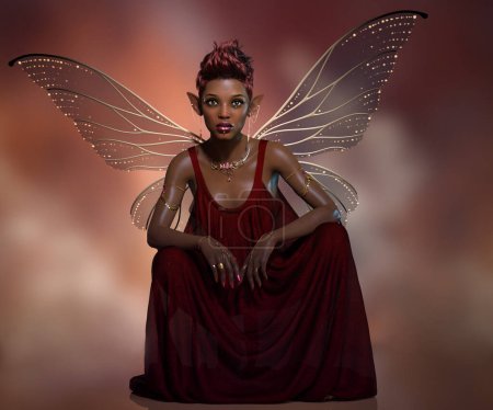Foto de 3d computer graphics of a fairy wings and pixie haircut (Not AI generated) - Imagen libre de derechos
