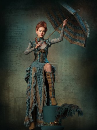 Téléchargez les photos : Graphiques informatiques 3D d'un style Steampunk Lady - en image libre de droit