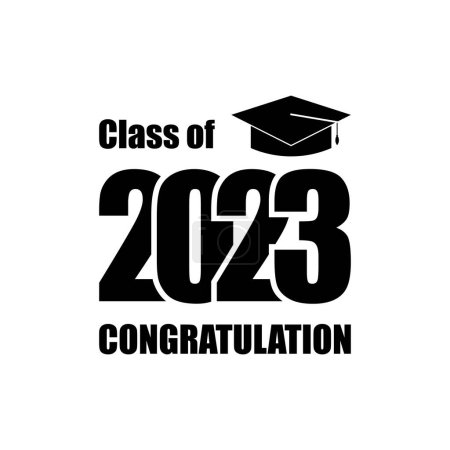 Illustration for Class of 2023 graduation text design for cards, invitations or banner - Royalty Free Image