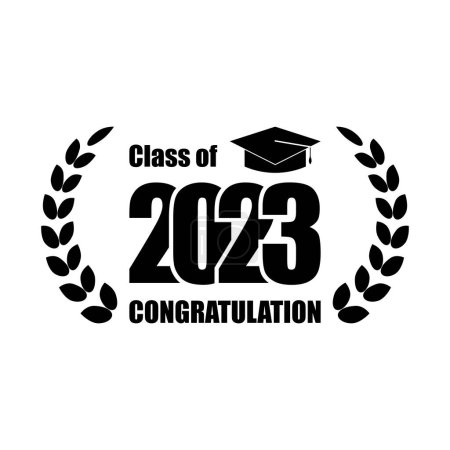 Illustration for Class of 2023 graduation text design for cards, invitations or banner - Royalty Free Image