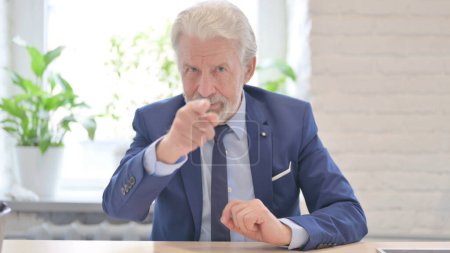 Photo for The Confident Old Businessman Pointing at the Camera - Royalty Free Image