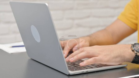 Man Typing on Laptop, Close up