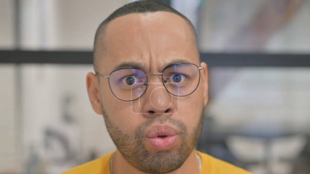 Close up of Shocked Face of Mixed Race Man