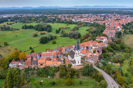 Photo for Aerial view of the middle age village Jockgrim in germany rheinland pfalz - Royalty Free Image