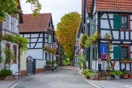 Photo for Idyllic street view with half timbered houses in Jockgrim - Royalty Free Image