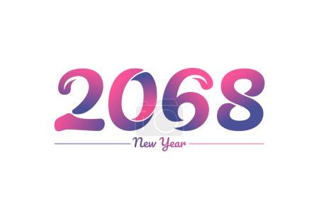 Illustration for Colorful gradient 2068 new year logo design, New year 2068 Images - Royalty Free Image