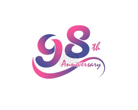 Illustration for 98th anniversary logo design, vector illustration - Royalty Free Image