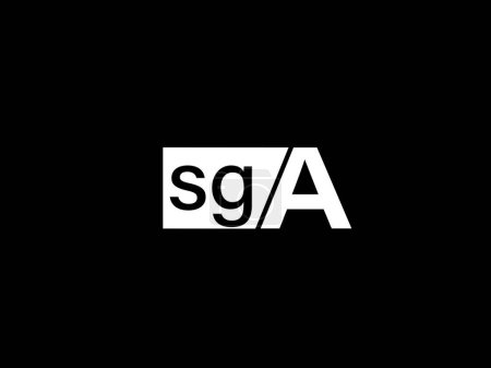 Photo for SGA Logo and Graphics design vector art, Icons isolated on black background - Royalty Free Image