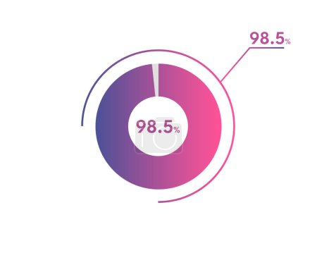 98.5 Percentage circle diagrams Infographics vector, circle diagram business illustration, Designing the 98.5% Segment in the Pie Chart.