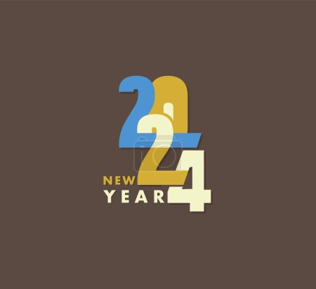 Nouvelle année 2024. Illustration vectorielle de vacances des nombres d'or 2024, 2024 Typographie, 2024Conception vectorielle de texte, 2024