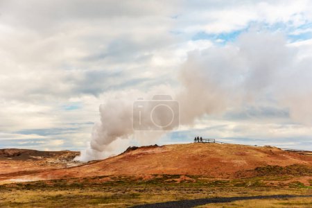 Photo for Gunnuhver Hot Springs spectacular landscape with steam from geothermal hot springs in Iceland, Reykjanes - Royalty Free Image
